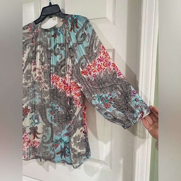 Daniel Rainn DR2 Blouse Womens Plus 2X Paisley Floral Balloon 3/4 Sleeve 2 Piece - Picture 11 of 15